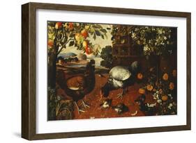 A Cock, a Hen and Chicks in a Yard-Thomas Hiepes-Framed Giclee Print