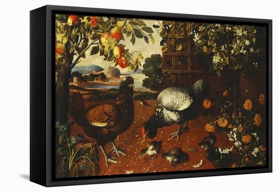 A Cock, a Hen and Chicks in a Yard-Thomas Hiepes-Framed Stretched Canvas