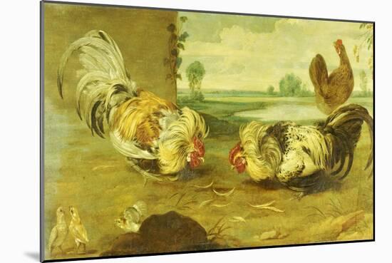 A Cock Fight-Frans Snyders-Mounted Premium Giclee Print