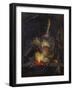 A Cockerel, a Partridge, Powder Horns, a Kingfisher and Song-Birds Hanging in a Niche, with a…-Abraham Mignon-Framed Giclee Print