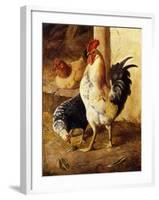 A Cockerel and Chickens in a Farmyard-Federico Jimenez Fernandez-Framed Giclee Print