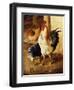 A Cockerel and Chickens in a Farmyard-Federico Jimenez Fernandez-Framed Premium Giclee Print