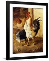 A Cockerel and Chickens in a Farmyard-Federico Jimenez Fernandez-Framed Giclee Print