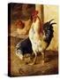 A Cockerel and Chickens in a Farmyard-Federico Jimenez Fernandez-Stretched Canvas