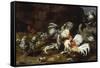 A Cockfight with other Poultry in a Farmyard-Frans Snyders-Framed Stretched Canvas