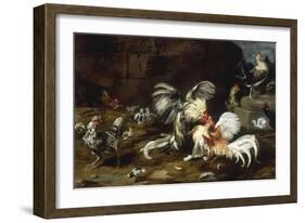 A Cockfight with other Poultry in a Farmyard-Frans Snyders-Framed Giclee Print