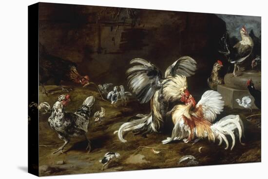 A Cockfight with other Poultry in a Farmyard-Frans Snyders-Stretched Canvas