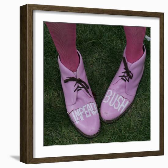 A Code Pink Member Demonstrates Her Feelings for President Bush During a Rally Opposing the War-null-Framed Photographic Print