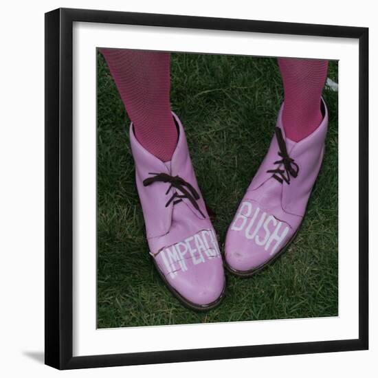 A Code Pink Member Demonstrates Her Feelings for President Bush During a Rally Opposing the War-null-Framed Photographic Print