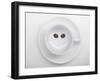 A Coffee Cup with Two Coffee Beans Making a Smiley Face-Jean Gillis-Framed Photographic Print