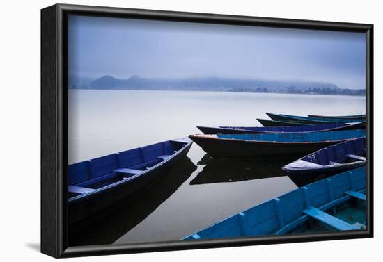 A Cold Front Brings a Low-Lying Fog Above Phewa Lake Next to Pokhara, Nepal-Sergio Ballivian-Framed Photographic Print