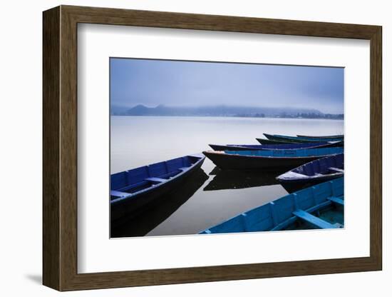 A Cold Front Brings a Low-Lying Fog Above Phewa Lake Next to Pokhara, Nepal-Sergio Ballivian-Framed Photographic Print