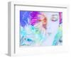 A Collage of Close-Up Portraits Layered with Flowers in Rainbow Colors-Alaya Gadeh-Framed Photographic Print