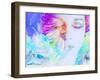 A Collage of Close-Up Portraits Layered with Flowers in Rainbow Colors-Alaya Gadeh-Framed Photographic Print