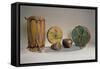 A Collection of American Indian Drums (Mixed Media)-American-Framed Stretched Canvas