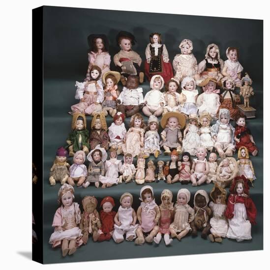 A Collection of German and French Bisque Headed Dolls-null-Stretched Canvas