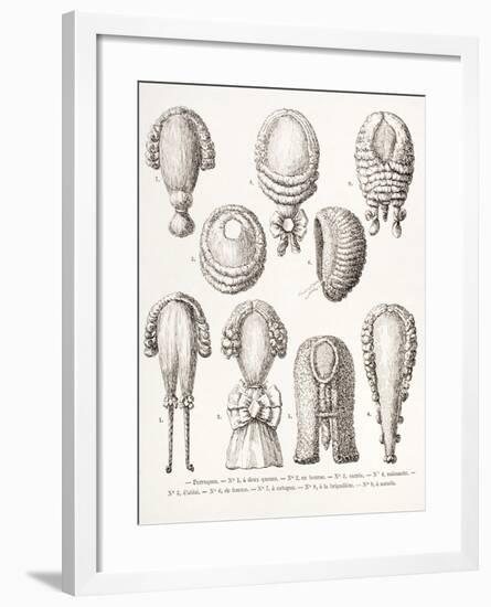 A Collection of Men's and Women's 18th Century Wigs, 1875-null-Framed Giclee Print