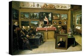 A Collector's Cabient with Abraham Ortelius and Justus Lipsius-Frans Francken the Younger-Stretched Canvas