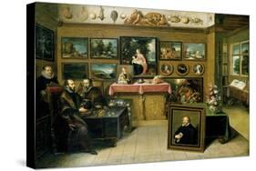 A Collector's Cabient with Abraham Ortelius and Justus Lipsius-Frans Francken the Younger-Stretched Canvas