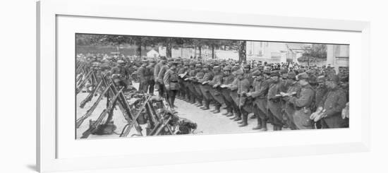 A Colonel Checking His Soldiers' Boots, Saint-Francois-Xavier, Paris, France, August 1914-null-Framed Giclee Print