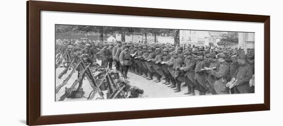 A Colonel Checking His Soldiers' Boots, Saint-Francois-Xavier, Paris, France, August 1914-null-Framed Giclee Print