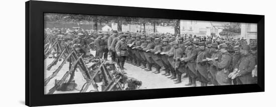 A Colonel Checking His Soldiers' Boots, Saint-Francois-Xavier, Paris, France, August 1914-null-Framed Giclee Print