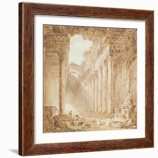 A Colonnade in Ruins, 1780-Hubert Robert-Framed Giclee Print