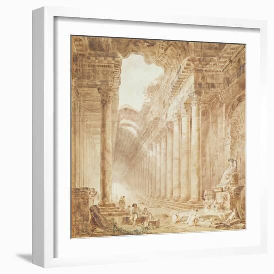 A Colonnade in Ruins, 1780-Hubert Robert-Framed Giclee Print