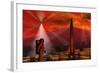 A Colony Being Established on an Alien Red Planet-null-Framed Art Print