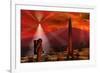 A Colony Being Established on an Alien Red Planet-null-Framed Art Print