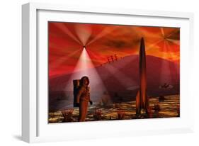 A Colony Being Established on an Alien Red Planet-null-Framed Art Print