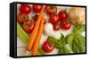 A Colorful Array of Fresh Garden Veggies Sit on a Rustic White Farm Table-Cynthia Classen-Framed Stretched Canvas