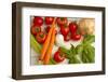 A Colorful Array of Fresh Garden Veggies Sit on a Rustic White Farm Table-Cynthia Classen-Framed Photographic Print