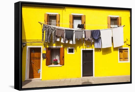A Colorful House on Burano, Venice, Veneto, Italy, Europe-Julian Elliott-Framed Stretched Canvas