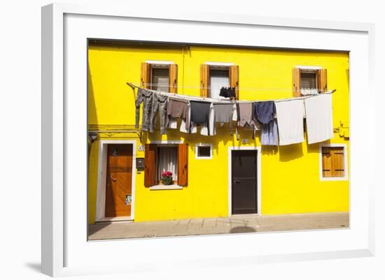 A Colorful House on Burano, Venice, Veneto, Italy, Europe-Julian Elliott-Framed Photographic Print