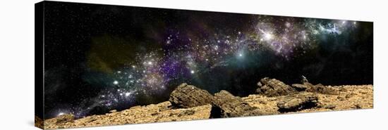 A Colorful Nebula Above a Rocky and Barren Alien World-Stocktrek Images-Stretched Canvas