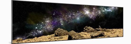 A Colorful Nebula Above a Rocky and Barren Alien World-Stocktrek Images-Mounted Art Print