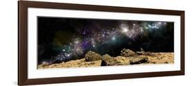 A Colorful Nebula Above a Rocky and Barren Alien World-Stocktrek Images-Framed Premium Giclee Print