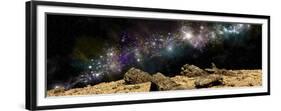 A Colorful Nebula Above a Rocky and Barren Alien World-Stocktrek Images-Framed Premium Giclee Print