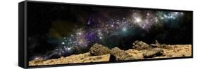 A Colorful Nebula Above a Rocky and Barren Alien World-Stocktrek Images-Framed Stretched Canvas