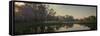 A Colorful Sunset with Trees in Bloom in Sao Paulo's Ibirapuera Park-Alex Saberi-Framed Stretched Canvas