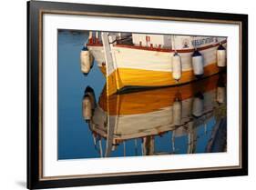 A Colorful Wooden Boat Reflected In The Calm Water Near Marsala, Sicily-Erik Kruthoff-Framed Photographic Print