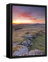 A Colourful Dawn on Chinkwell Tor in Dartmoor National Park, Devon, England, United Kingdom, Europe-Julian Elliott-Framed Stretched Canvas