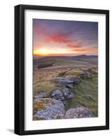 A Colourful Dawn on Chinkwell Tor in Dartmoor National Park, Devon, England, United Kingdom, Europe-Julian Elliott-Framed Photographic Print