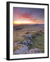 A Colourful Dawn on Chinkwell Tor in Dartmoor National Park, Devon, England, United Kingdom, Europe-Julian Elliott-Framed Photographic Print