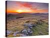 A Colourful Dawn on Chinkwell Tor in Dartmoor National Park, Devon, England, United Kingdom, Europe-Julian Elliott-Stretched Canvas