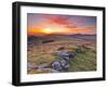 A Colourful Dawn on Chinkwell Tor in Dartmoor National Park, Devon, England, United Kingdom, Europe-Julian Elliott-Framed Photographic Print