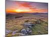 A Colourful Dawn on Chinkwell Tor in Dartmoor National Park, Devon, England, United Kingdom, Europe-Julian Elliott-Mounted Photographic Print
