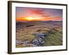 A Colourful Dawn on Chinkwell Tor in Dartmoor National Park, Devon, England, United Kingdom, Europe-Julian Elliott-Framed Photographic Print