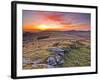 A Colourful Dawn on Chinkwell Tor in Dartmoor National Park, Devon, England, United Kingdom, Europe-Julian Elliott-Framed Photographic Print